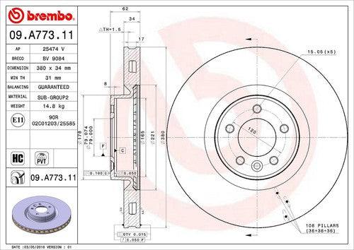 Brembo 09A77311C02  BRAKE ROTORS