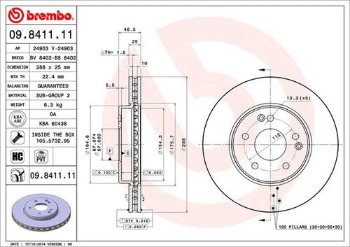 Brembo 09841111C02  BRAKE ROTORS