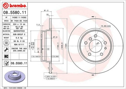 Brembo 08558011C02  BRAKE ROTORS