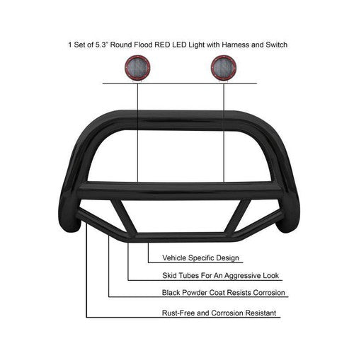 Black Horse Offroad MBB-JEB9106-PLFR MAX BULL BAR