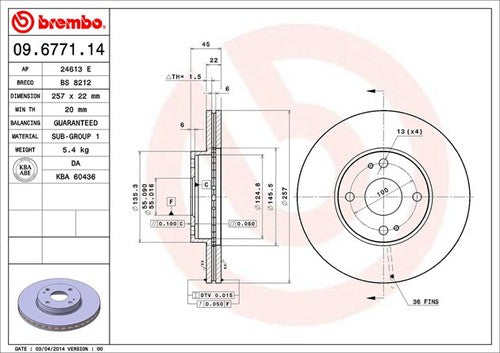 Brembo 09677114C02  BRAKE ROTORS