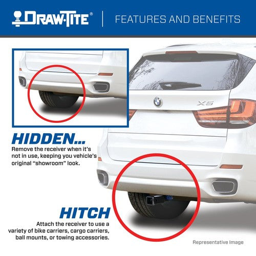 Draw-Tite 76911 Trailer Hitch Rear Hidden Hitch Class III 2 Inch Receiver