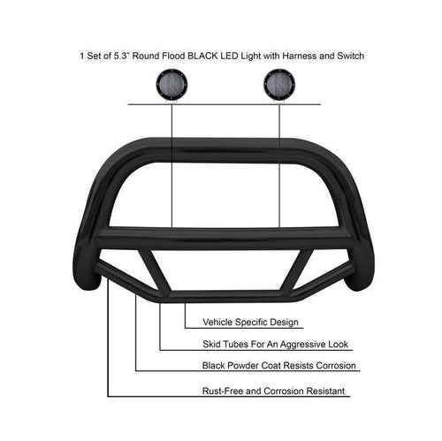 Black Horse Offroad MBB-TOD1009-PLFB MAX BULL BAR