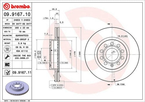 Brembo 09916711C02  BRAKE ROTORS