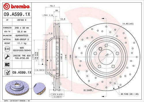 Brembo 09A5991XC02 Xtra BRAKE ROTORS