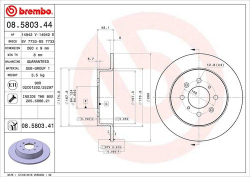 Brembo 08580341C02  BRAKE ROTORS