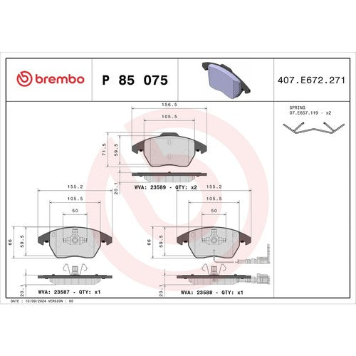 Brembo Front Low Metallic Brake Pads Fits 2006?2018 Volkswagen Jetta 4 Pc P85075