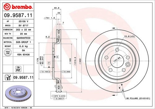Brembo 09958711C02  BRAKE ROTORS
