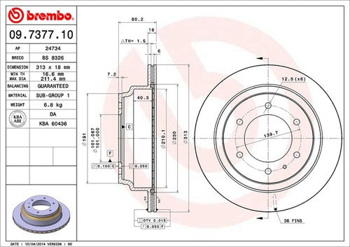 Brembo 09737710C02  BRAKE ROTORS