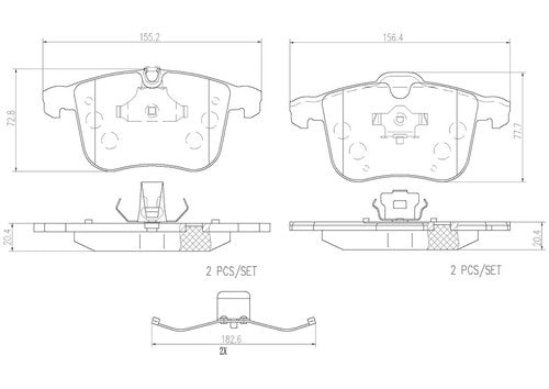 Brembo Front Ceramic Brake Pads Fits 2003-2011 Saab 9-3 Brakes 4 Piece P59046N