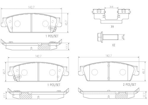 Brembo Rear Ceramic Brake Pads Fits 2007-2013 Chevrolet Silverado 1500 P10045N