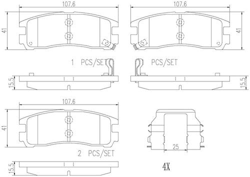 Brembo Rear Ceramic Brake Pads Fits 1995-2012 Mitsubishi Eclipse 4 Piece P54012N