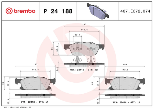 Brembo P24188 PRIME LINE BRAKE PADS