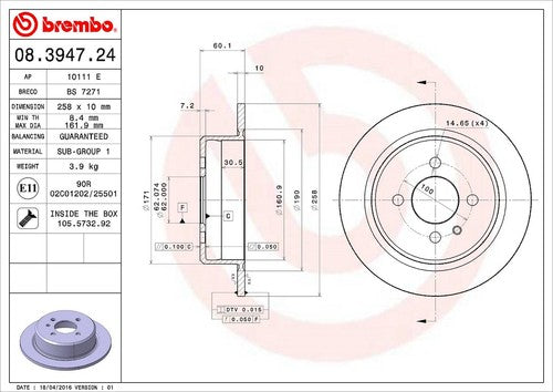 Brembo 08394724C02  BRAKE ROTORS
