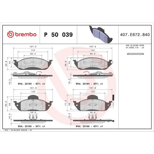 Brembo Front Low Metallic Brake Pad Fits 2003-2005 Mercedes-Benz ML350 P50039