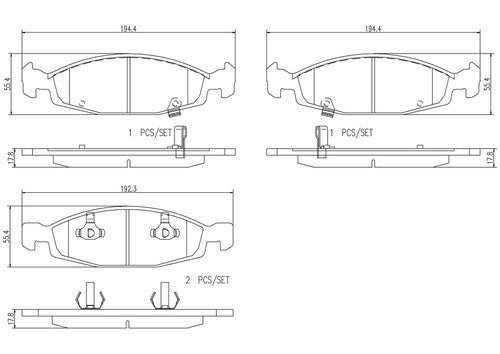Brembo Front Ceramic Brake Pads Fits 1999-2002 Jeep grand Cherokee 4 Pc P37005N