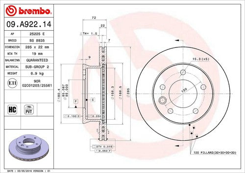 Brembo 09A92214C02  BRAKE ROTORS