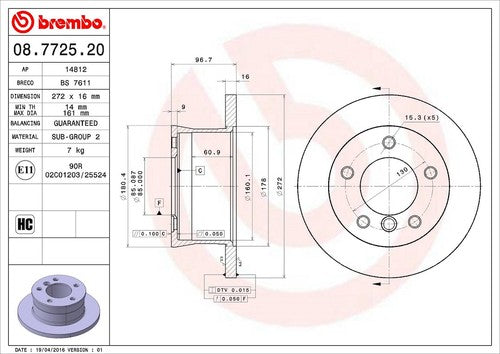 Brembo 08772520C02  BRAKE ROTORS