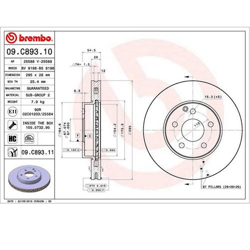 Brembo 09C89311C02  BRAKE ROTORS