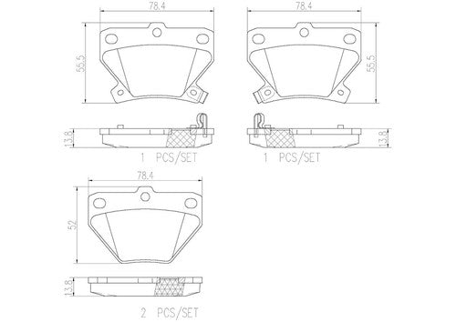 Brembo Rear Ceramic Brake Pads Fits  2005 2006 Toyota Corolla 4Pc Brakes P83052N