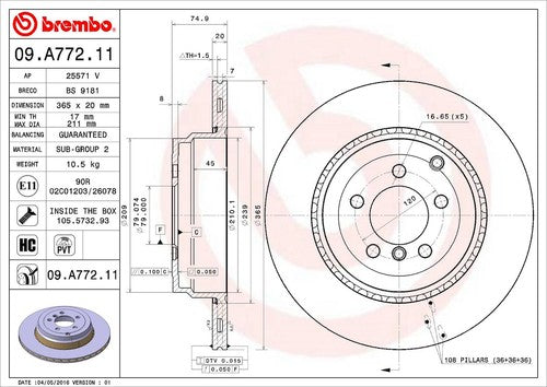Brembo 09A77211C02  BRAKE ROTORS
