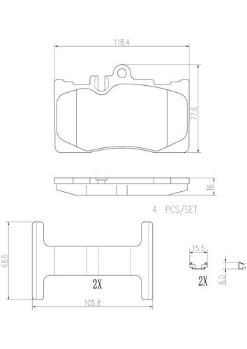 Brembo Front Ceramic Brake Pads Fits 2001-2006 Lexus LS430 4 Pc Brakes P83058N