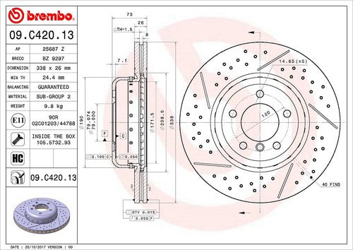 Brembo 09C42013C02  BRAKE ROTORS