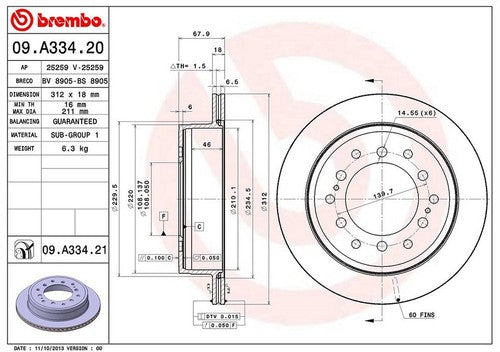 Brembo 09A33421C02  BRAKE ROTORS