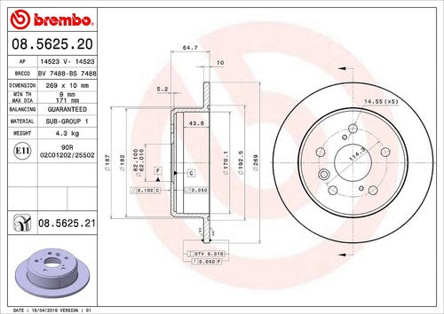 Brembo 08562521C02  BRAKE ROTORS