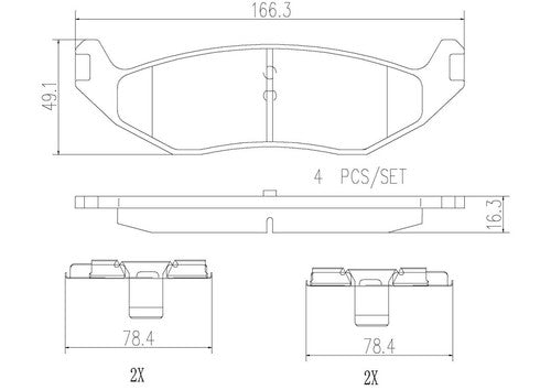 Brembo Rear Ceramic Brake Pads Fits 2002-2010 Dodge Ram 1500 4 Piece P18010N