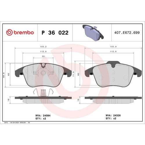 Brembo Front Low Metallic Brake Pads Fits 2009-2010 Jaguar XF 4 Pc Brakes P36022