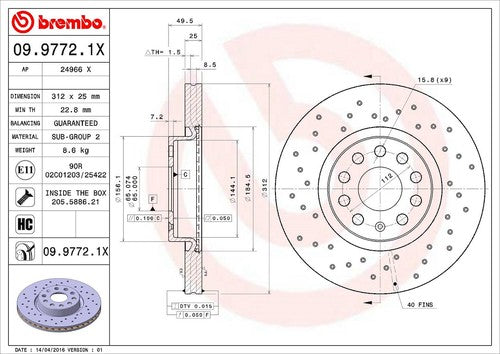 Brembo 0997721XC02 Xtra BRAKE ROTORS
