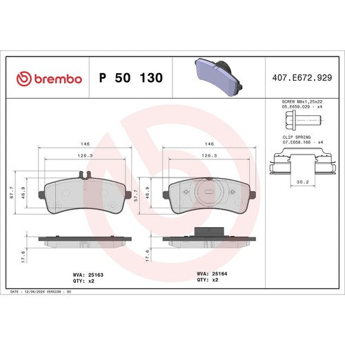 Brembo Rear Low Metallic Brake Pads Fits 2013-2019 Mercedes-Benz SL63 AMG P50130