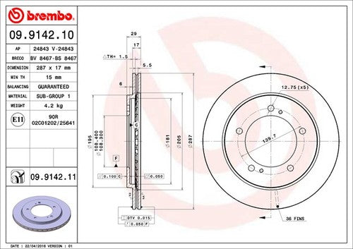 Brembo 09914211C02  BRAKE ROTORS