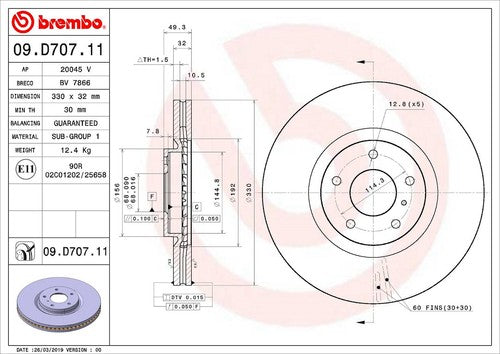Brembo 09D70711C02  BRAKE ROTORS