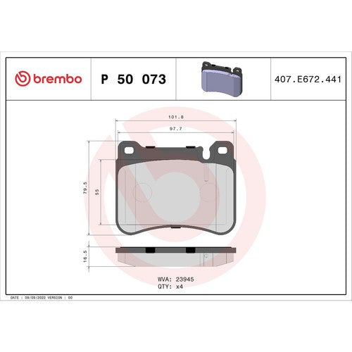 Brembo Front Low Metallic Brake Pads Fits 2006-2009 Mercedes-Benz CLK350 P50073