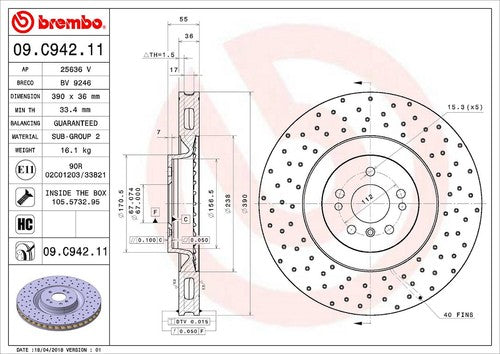 Brembo 09C94211C02  BRAKE ROTORS