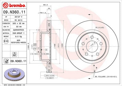 Brembo 09N36011C02  BRAKE ROTORS