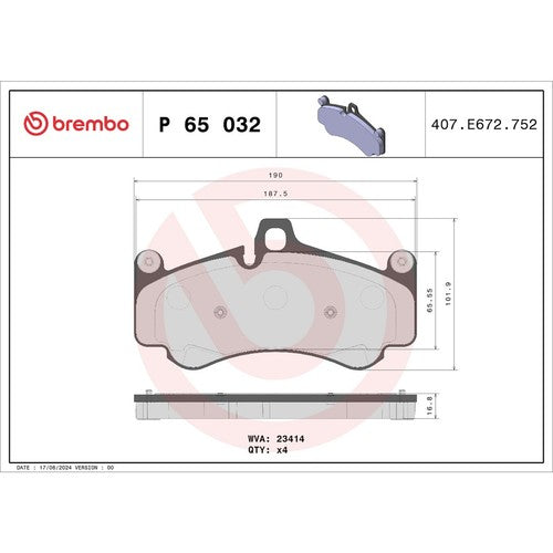 Brembo Front Low Metallic Brake Pads Fits 2001-2013 Porsche 911 Brakes P65032