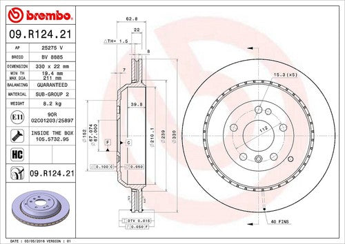 Brembo 09R12421C02  BRAKE ROTORS