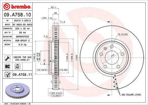 Brembo 09A75811C02  BRAKE ROTORS