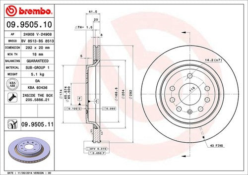Brembo 09950511C02  BRAKE ROTORS