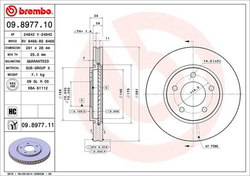 Brembo 09897711C02  BRAKE ROTORS