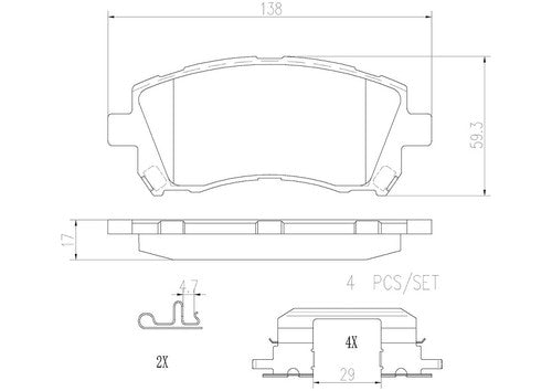 Brembo Front Ceramic Brake Pads Fits 1998?2002 Subaru Impreza  4 Piece  P78010N