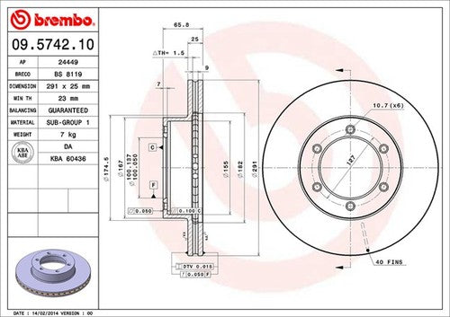 Brembo 09574210C02  BRAKE ROTORS