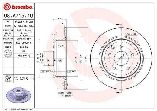 Brembo 08A71511C02  BRAKE ROTORS