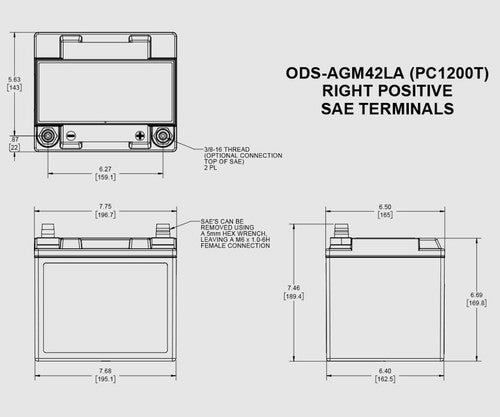 Odyssey Battery ODS-AGM42LA Extreme Series BATTERY AUTO AGM PRIMARY