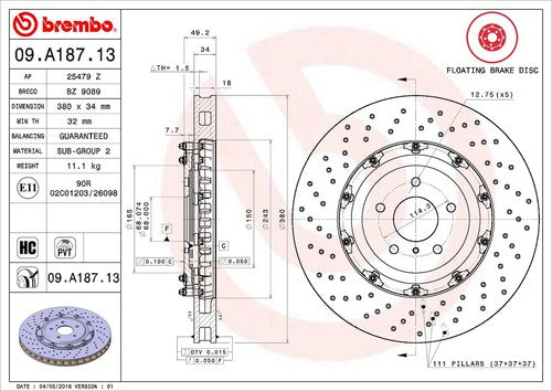 Brembo 09A18713C02  BRAKE ROTORS