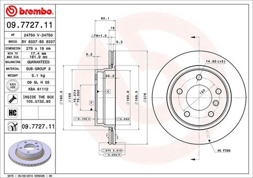Brembo 09772711C02  BRAKE ROTORS