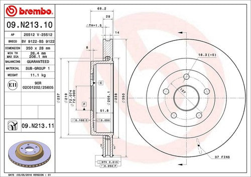 Brembo 09N21311C02  BRAKE ROTORS